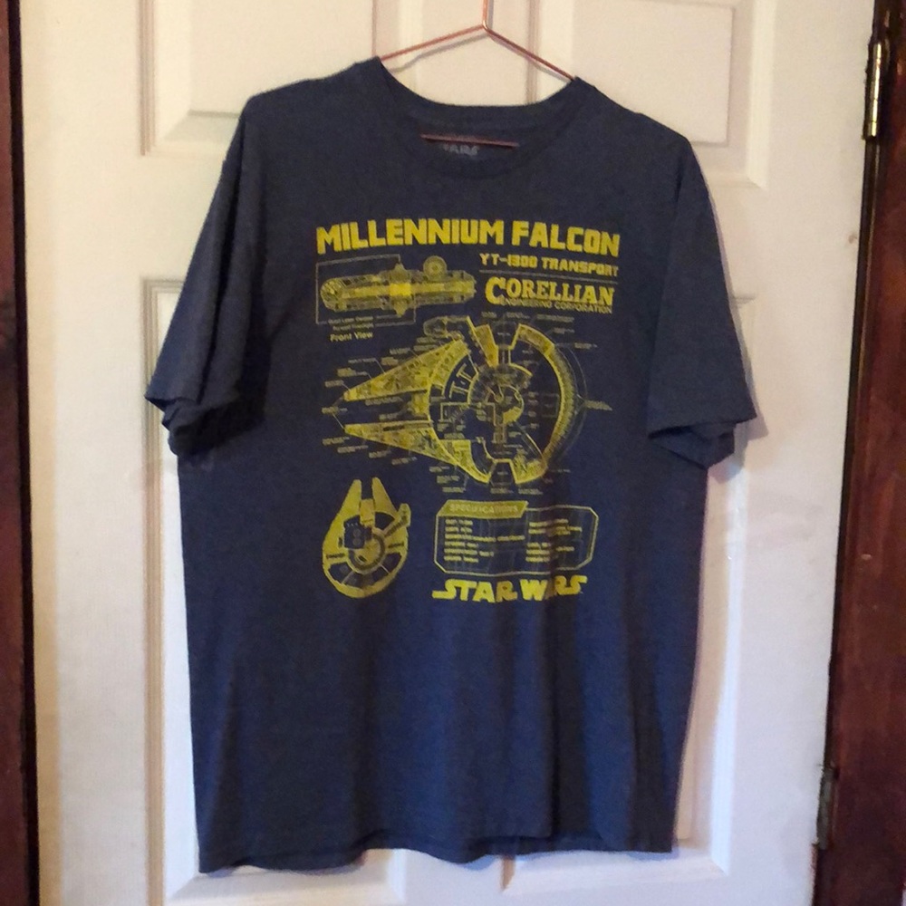 Star Wars Millennium Falcon Gray Graphic T-Shirt Mens XL